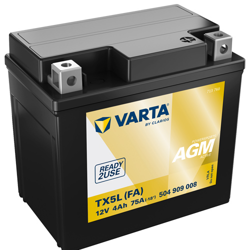 Batteria Moto VARTA AGM 4Ah – 80A Spunto, TX5L-BS, 114x71x106 Mm, Senza Manutenzione E Antiscossa