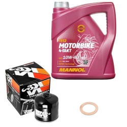 Wartungsset Ölwechsel, Mannol Motorbike Öl 4Takt sytnth.